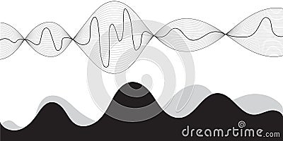 This image features a dynamic interplay of abstract waveforms and layered shapes Vector Illustration