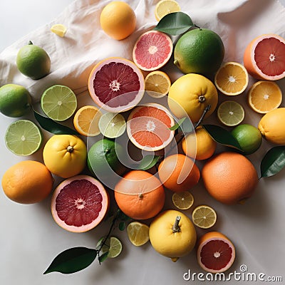 Citrus Fruits Flatlay Stock Photo