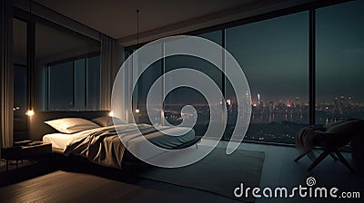 Honeymoon Suite with Panoramic City View During Sunset Stock Photo