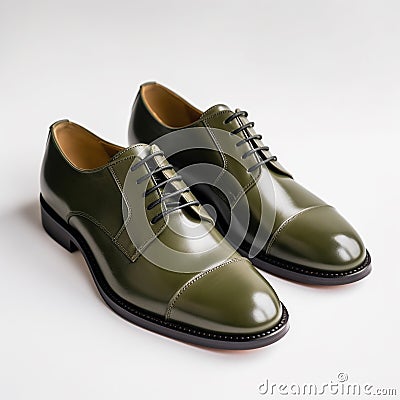 Olive Derby Shoes Stock Photo