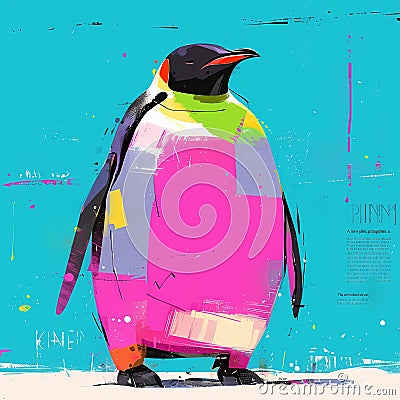 Colorful Penguin Illustration Cartoon Illustration