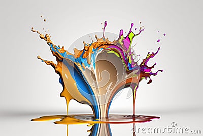 Colorful Liquid Splash on White Background Stock Photo