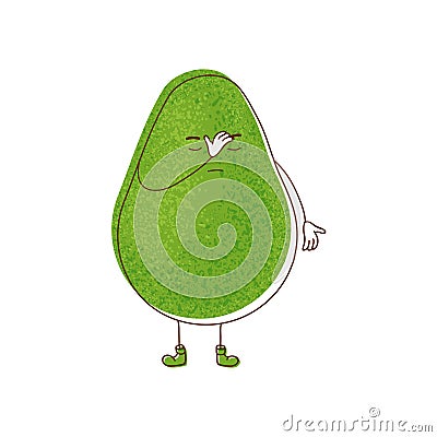 An image featuring an avocado facepalming in exasperation isolated on white Vector Illustration