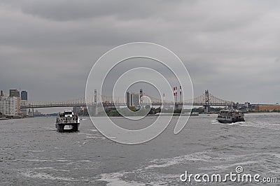 Ferry Boats on the East River in New York City Editorial Stock Photo