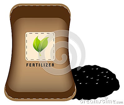 Fertilizer Bag and Pile of Soil Vector Illustration