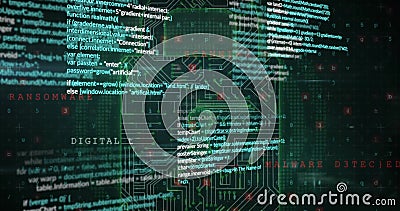 Image of file icons and digital data processing over computer servers Stock Photo