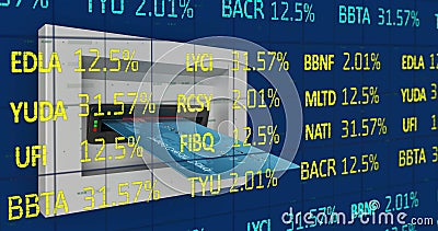 Image of financial data processing over credit card input device Stock Photo