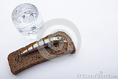 Image of fishing bait bread glass Stock Photo