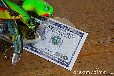 Image of fishing bait money Stock Photo