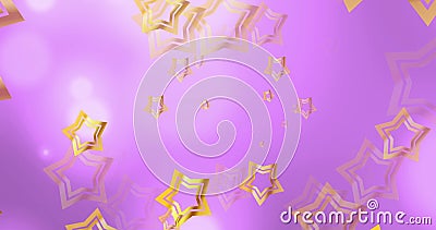 Image of floating golden start on pink background Stock Photo