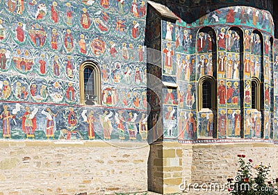 Image of frescoes of church in Sucevita Monastery Stock Photo