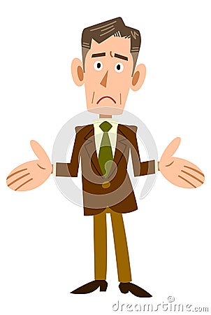 Full-body illustration of a disappointed senior businessman Vector Illustration