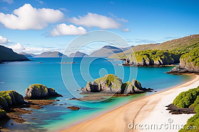 Gaineamh Mhor beach of Gairloch , Scotland, United Kingdom made with Generative AI Stock Photo