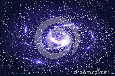 Image of galaxies, nebulae, cosmos, and effect tunnel spiral gal Vector Illustration