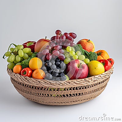 fruits and vegetables basket Stock Photo