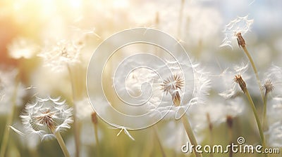 Soft White Wildflowers in a Pastel Meadow Stock Photo