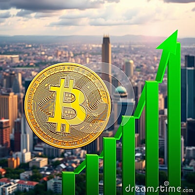Image generated using AI technology A dynamic concept that combines cryptocurrencies, blockchain and modern financial Editorial Stock Photo