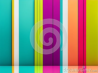 stunning multi colored layers on wall, abstract CYMK colors Stock Photo