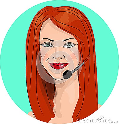 Image of girl manager on a mint color background Vector Illustration