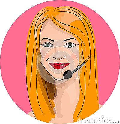 Image of girl manager on a pink background Vector Illustration