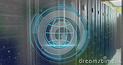 Image of globe and data processing over computer servers Stock Photo