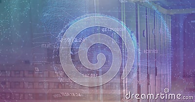 Image of globe and data processing over computer servers Stock Photo