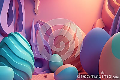 image of glossy egg with purple and Blue pastel color. Generative AI Stock Photo