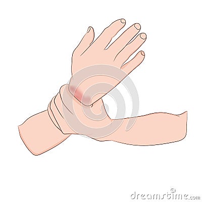 Image graphics vector outline Wrist pain is often caused by sprains or fractures from sudden injuries concept health care Vector Illustration