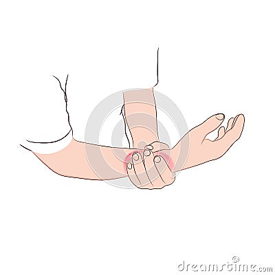 Image graphics vector outline Wrist pain is often caused by sprains or fractures from sudden injuries concept health care Vector Illustration