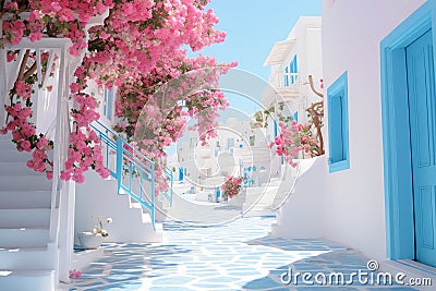 greek street greek landscape background Stock Photo