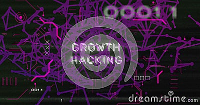 Image of growth hacking text and data processing over computer motherboard Stock Photo
