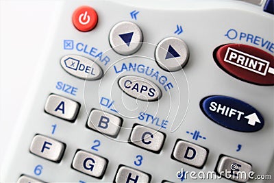 An Image of a Hand Label maker Stock Photo