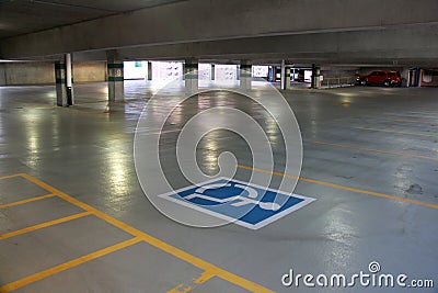 Indoor Handicap Parking Stock Photo