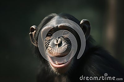 image, happy baby chimpanzee, ai generative Stock Photo