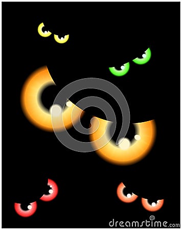 Image of Happy Halloween spooky background Flat design. Vector illustration of invitation card with scary bloody eyes, eyeballs Vector Illustration