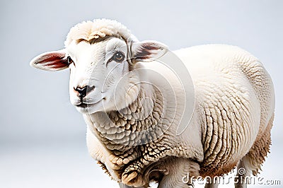 sheep on white transparent background, copy space for text Stock Photo