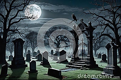 Horror and scary scene of grave yard Stock Photo