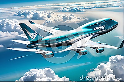 Aero plane flying in sky ultra detailed photograph Stock Photo