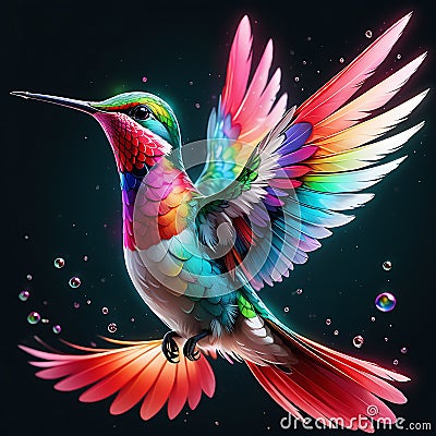 Humming bird wonderful illustration 3d rendered photography ultra detailed Cartoon Illustration