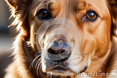 Close-Up Capture: Dog's Distinctive Fur Texture and Shine Sharply Focused, A Captivating Study Stock Photo