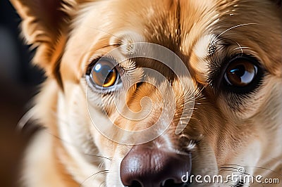 Close-Up Capture: Dog's Distinctive Fur Texture and Shine Sharply Focused, A Captivating Study Stock Photo