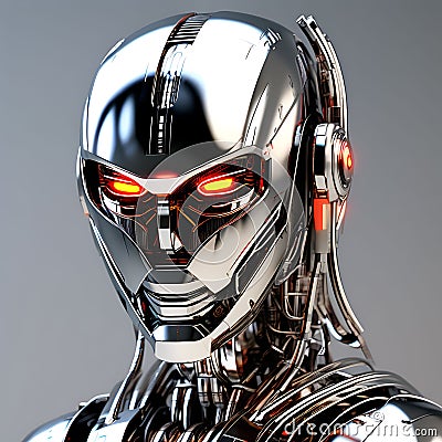 Cybernetic Robot: Android AI Machine with Metal Wires - Highly Detailed and Futuristic Stock Photo