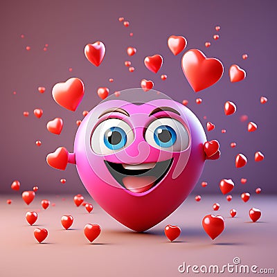 Heartfelt Emoticons: 3D Renders of Love Emoji Expressing Heartfelt Emotions Cartoon Illustration