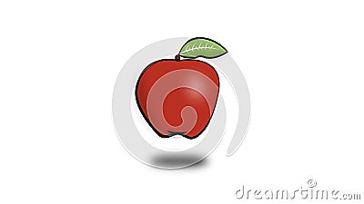 Simple red apple with one leaf Stock Photo