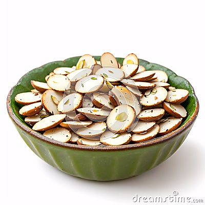 heap of almonds isolated on a white background. Stock Photo