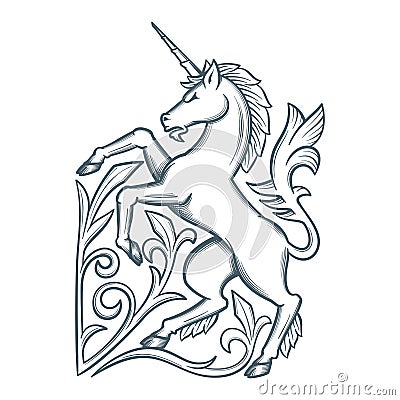 Image of the heraldic unicorn Vector Illustration