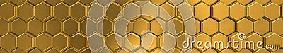 Image of gold metalic hexagons with metalic bright. Stock Photo