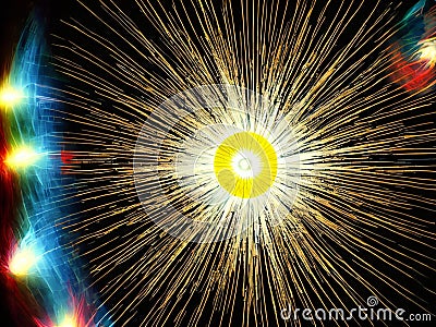 An image of the Higgs boson, also known as the God particle, abstract cosmic background. Created with generative AI tools Stock Photo