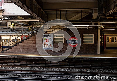Image of the High Street Kensington train station in London Editorial Stock Photo