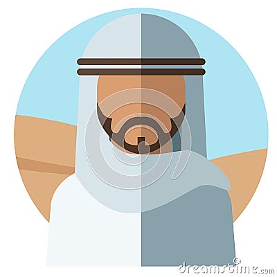 The image of an impersonal Muslim man with a beard. Vector illustration. Vector Illustration